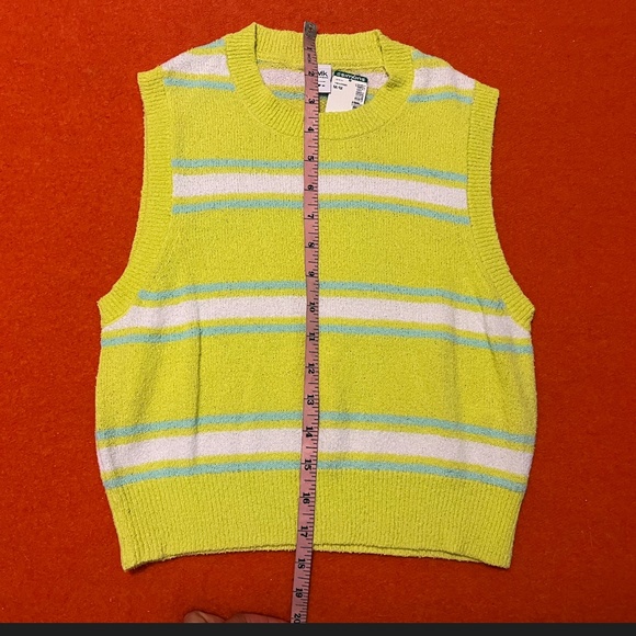 Lime green, blue and white stripe soft terry sweater tank NWT - Picture 9 of 9